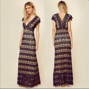 Nightcap Antionette Gown Black & Tan